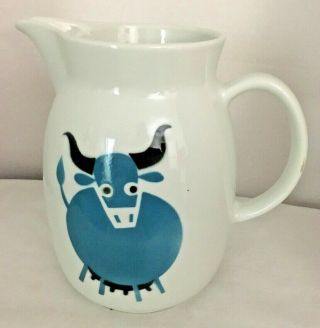 Vintage Arabia Blue Cow Pitcher,  Made In Finland