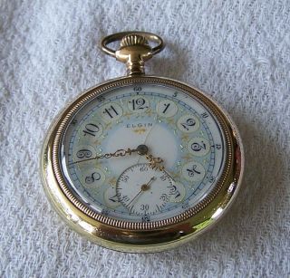 Vintage Elgin 12 Size Pocket Watch Fancy Dial