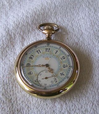 Vintage Elgin 12 Size Pocket Watch Fancy Dial 5