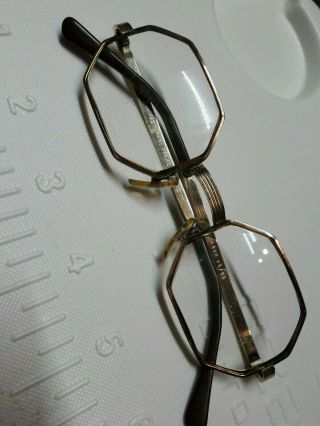 Vintage Hexagon 14k Gold Filled Eyeglasses Rx Frames Made In France