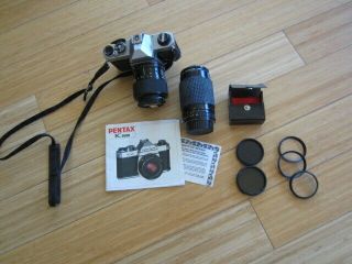Vintage Pentax K1000 35mm Slr Film Camera W 2 Hoya 49mm & 52mm Telephoto Lens