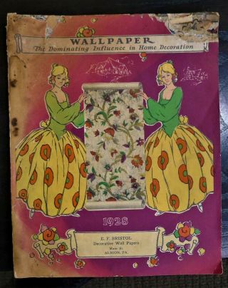 Vintage 1928 " Wall Paper " Book - Antique Wallpaper Design Book Of Samples