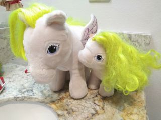 2 Hasbro Softies Vintage G1 My Little Pony Yellow Lofty Plushes Pegasus 1986