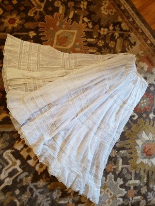 Victorian Antique Vintage Wedding Lace Sheer Cotton Lawn Dress Petticoat Skirt.