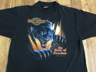 Vtg 1992 Harley Davidson 3d Emblem The Road Of Freedon Panther T - Shirt L Usa