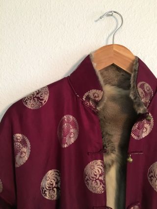 Vintage Custom Made Kimono Style Fur Lined Coat