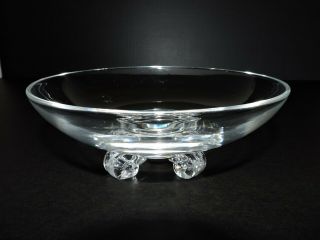 Vintage Steuben Signed Crystal Mid - Century (1940s) Four Footed Bowl