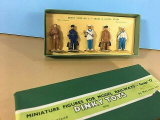 Vintage Dinky Toys,  Made In Uk,  5 Train & Hotel Staff Set,  5 Figs. ,  O/b