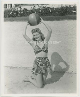 Dolores Moran Sexy Swimsuit At Beach Vintage Portrait Photo By Longworth