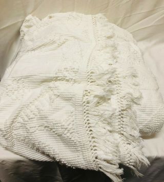 Vtg Bates George Washington Choice Ivory Cotton Hobnail Full Bedspread 90 X 100