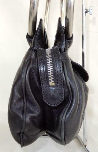 Vintage PRADA BR1750 Authentic Nappa Black Leather Ring Handbag Purse 4