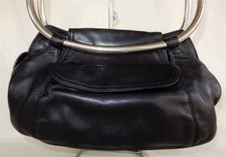 Vintage PRADA BR1750 Authentic Nappa Black Leather Ring Handbag Purse 6