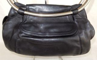 Vintage PRADA BR1750 Authentic Nappa Black Leather Ring Handbag Purse 7