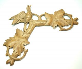 Vintage Black Forest Carved Wood Bird Cuckoo Clock Top Part Piece 15 " Wide