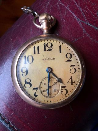 Antique Waltham Pocket Watch,  Gold,  Engraved,  Hunter