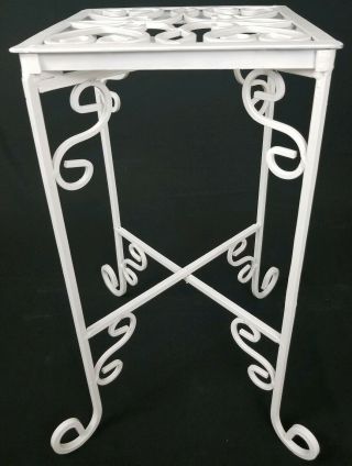 Vintage Cast Iron Accent Table Plant Stand Ornate Scrolled Heavy Folding 5