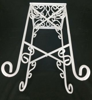 Vintage Cast Iron Accent Table Plant Stand Ornate Scrolled Heavy Folding 8