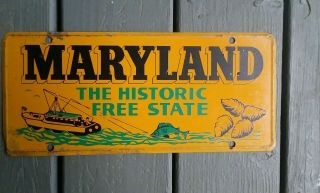 Vintage Maryland Booster License Plate Tag Topper 13 " X 6 " Historic State