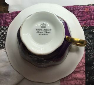 Vintage Royal Albert Purple Asian Pattern Tea Cup and Saucer 7