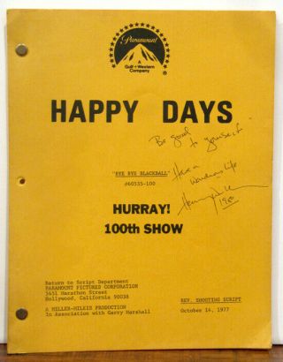 Happy Days Screenplay 100th Show Henry Winkler Signed Script Autograph Vintage