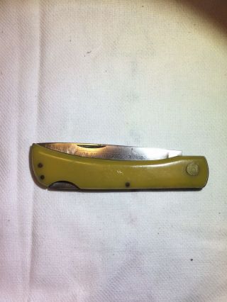 Vintage German Eye Brand Carl Schlieper Yellow Handle Lock Back Pocket Knife.