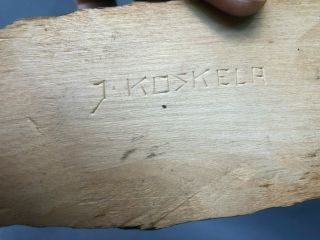 Vintage Signed J.  Koskela Finland Hand Carved Wood Figure Fisherman 4