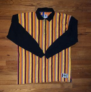 Vintage Cross Colours Logo L/S Striped Polo Shirt Men ' s Size One Size USA Rare 2