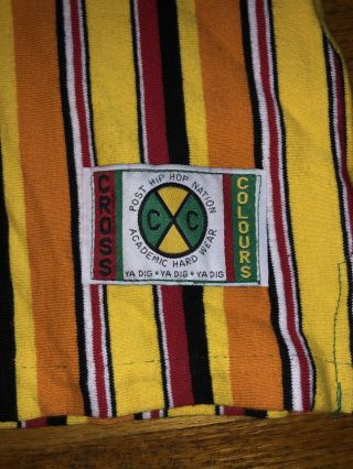 Vintage Cross Colours Logo L/S Striped Polo Shirt Men ' s Size One Size USA Rare 4