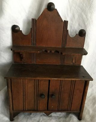 Antique Miniature Oak Cupboard Furniture Child’s Toy Cupboard Sideboard Vintage