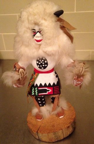 Hopi Kachina Doll " White Buffalo " Artist Signed Vintage 9.  5 "