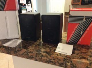 Vintage Nos One Pair Realistic Minimus 7 Black Bookshelf Speakers In The Boxes
