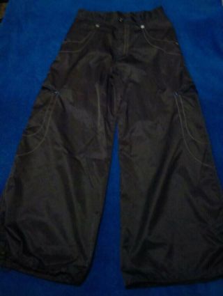 Kikwear Vintage Mens Nylon Rave Pants Black Size 32 - Draw String Bottoms