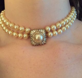 Vintage Panetta Faux Pearl Choker Necklace 2