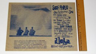 Vintage 1960 John Severson Surf Fever 2 side Surfing Movie Poster Flyer 2