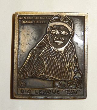 Rare Vintage Babe Ruth Big League Chewing Gum 2.  5 " Gallo Brass Belt Buckle