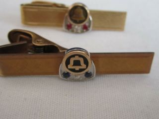 2 Vintage Gold Filled Bell System Service Tie Clip With Diamond