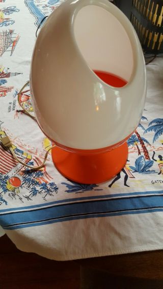 Vintage Mid Century Modern C N Burman Egg Shaped Lamp Plastic Orange And White