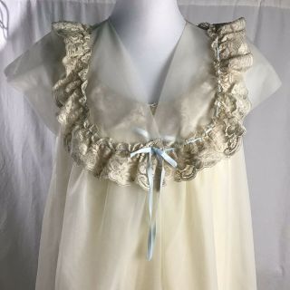 Vintage Shadowline Bridal Peignoir Set Med.  Sheer Robe Gown Nylon Chiffon Pinup
