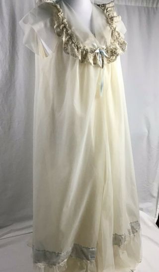 Vintage Shadowline Bridal Peignoir Set Med.  Sheer Robe Gown Nylon Chiffon Pinup 2