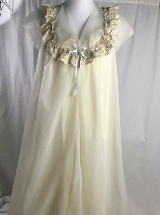 Vintage Shadowline Bridal Peignoir Set Med.  Sheer Robe Gown Nylon Chiffon Pinup 3
