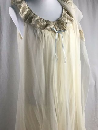 Vintage Shadowline Bridal Peignoir Set Med.  Sheer Robe Gown Nylon Chiffon Pinup 5