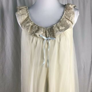 Vintage Shadowline Bridal Peignoir Set Med.  Sheer Robe Gown Nylon Chiffon Pinup 7