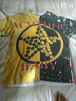 Vintage 90s U2 Achtung Baby Zoo Tv Tour All Over Print 2 Side Rock Tshirt Xl