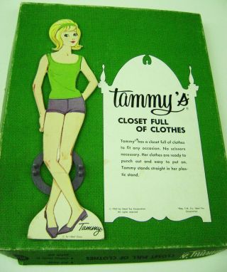 Vtg Paper Dolls 1965 Tammy Closet Wardrobe Whitman Rare Find Barbie