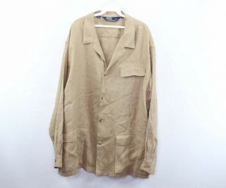 Vintage 90s Polo Ralph Lauren Mens Xl Full Button Linen Blazer Sport Coat Jacket