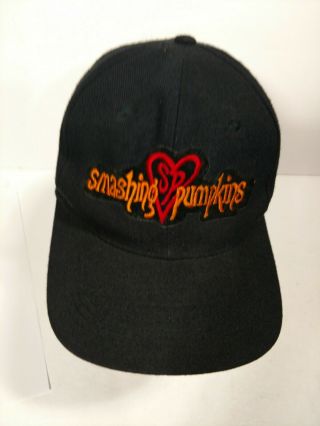 Rare Vtg Smashing Pumpkins Hat Black Red Heart Kc Wool Blend Snapback Tour Gear