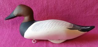 1992 Carved Wooden Hunting Duck Canvasback Decoy Signed Capt Harry Jobes