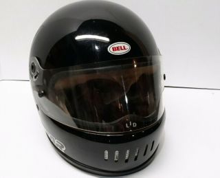 Vtg 1979 Bell Star Full Face Racing Helmet With Shield - Black 7 1/4 58 Cm