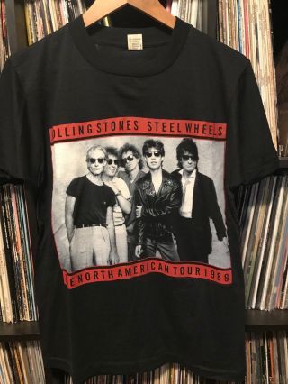 Vintage 80s 1989 Rolling Stones Steel Wheels Concert Tour T - Shirt Rock Jagger