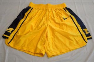 Vintage Nike Michigan Wolverines Basketball Shorts Size 36 Gold Usa Made